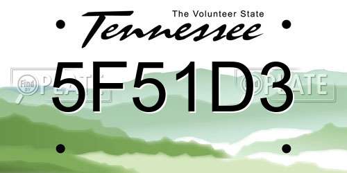5F51D3 Tennessee License Plate