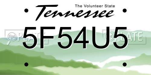 5F54U5 Tennessee License Plate