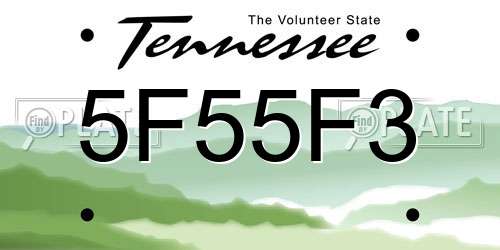 5F55F3 Tennessee License Plate