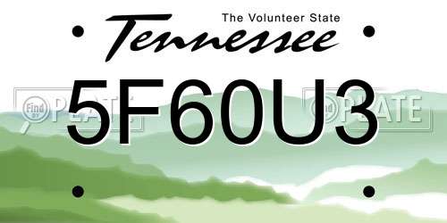 5F60U3 Tennessee License Plate