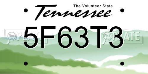 5F63T3 Tennessee License Plate