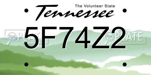 5F74Z2 Tennessee License Plate