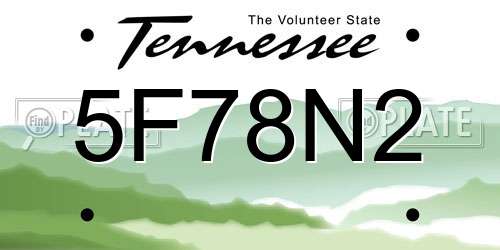 5F78N2 Tennessee License Plate