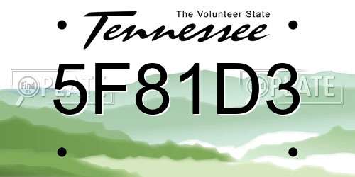 5F81D3 Tennessee License Plate
