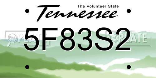 5F83S2 Tennessee License Plate