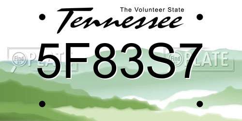 5F83S7 Tennessee License Plate