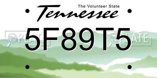 5F89T5 Tennessee License Plate