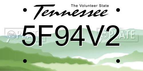 5F94V2 Tennessee License Plate