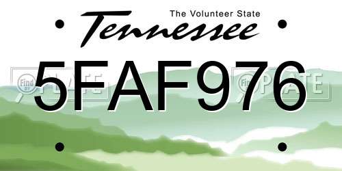 5FAF976 Tennessee License Plate