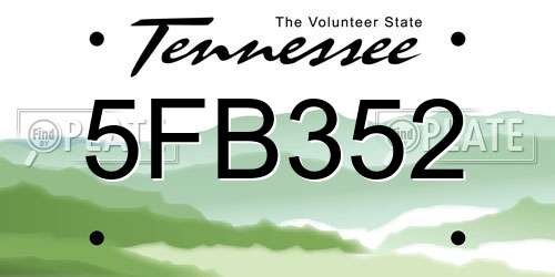 5FB352 Tennessee License Plate