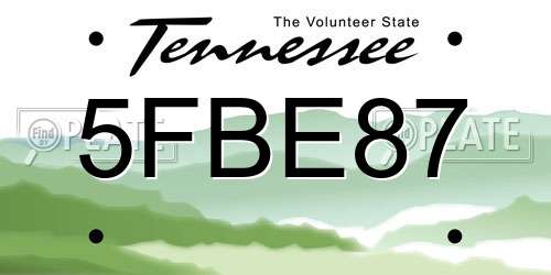 5FBE87 Tennessee License Plate
