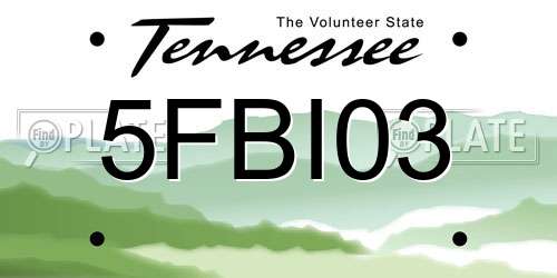 5FBI03 Tennessee License Plate