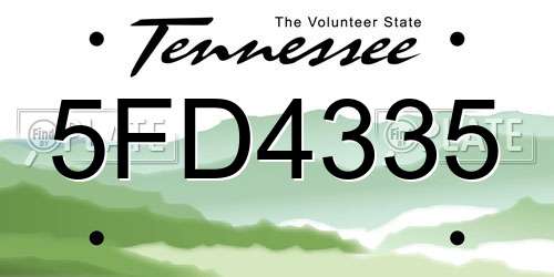 5FD4335 Tennessee License Plate