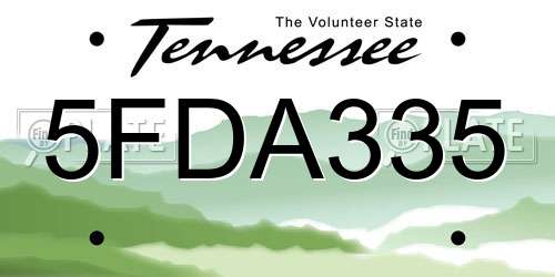5FDA335 Tennessee License Plate
