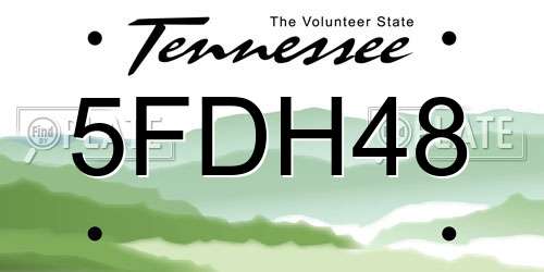 5FDH48 Tennessee License Plate
