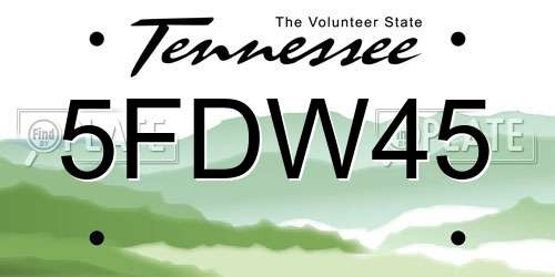 5FDW45 Tennessee License Plate