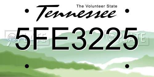 5FE3225 Tennessee License Plate