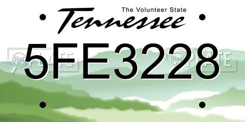 5FE3228 Tennessee License Plate