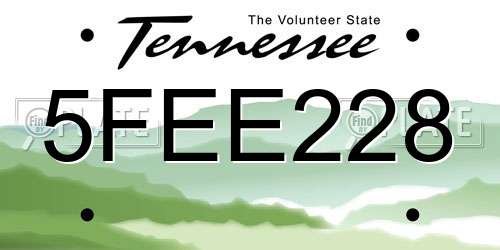 5FEE228 Tennessee License Plate