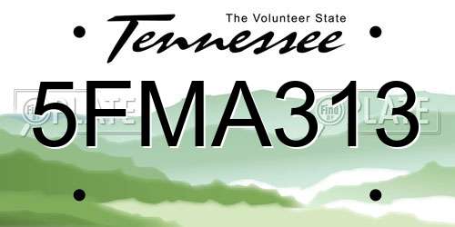 5FMA313 Tennessee License Plate