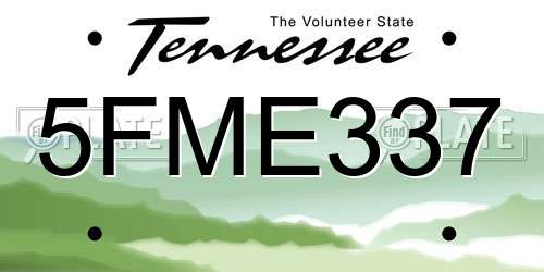 5FME337 Tennessee License Plate