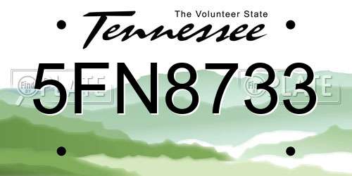 5FN8733 Tennessee License Plate