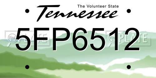 5FP6512 Tennessee License Plate