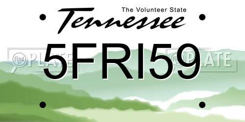 5FRI59 Tennessee License Plate