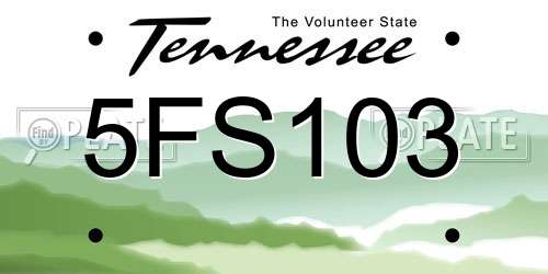 5FS103 Tennessee License Plate