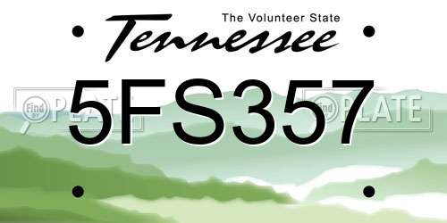 5FS357 Tennessee License Plate