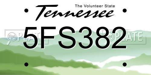 5FS382 Tennessee License Plate