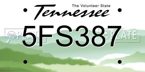5FS387 Tennessee License Plate