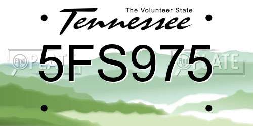 5FS975 Tennessee License Plate