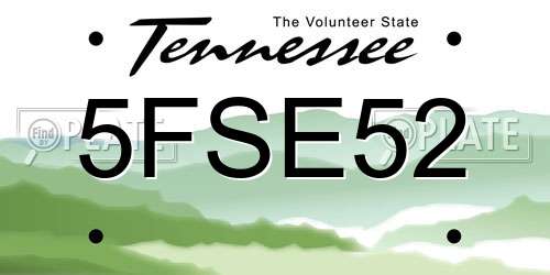 5FSE52 Tennessee License Plate