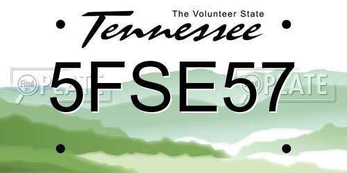 5FSE57 Tennessee License Plate