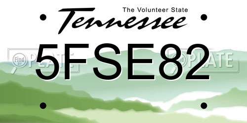 5FSE82 Tennessee License Plate