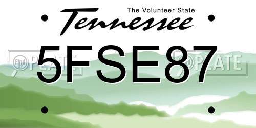 5FSE87 Tennessee License Plate