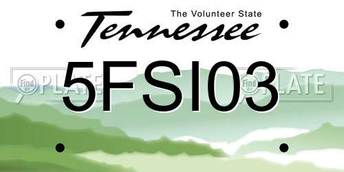 5FSI03 Tennessee License Plate