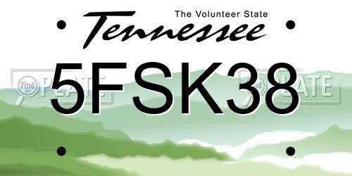 5FSK38 Tennessee License Plate