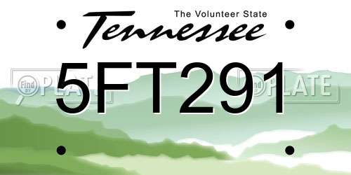 5FT291 Tennessee License Plate