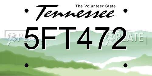 5FT472 Tennessee License Plate