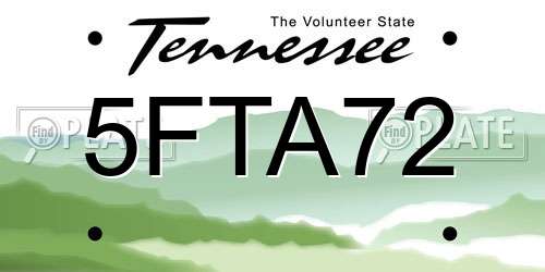 5FTA72 Tennessee License Plate