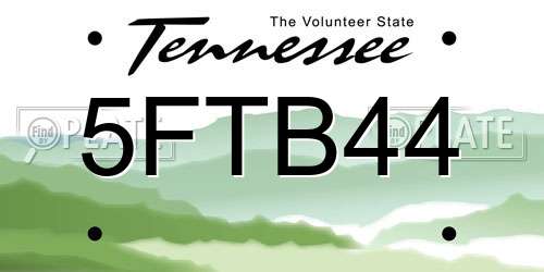 5FTB44 Tennessee License Plate