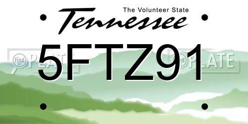 5FTZ91 Tennessee License Plate