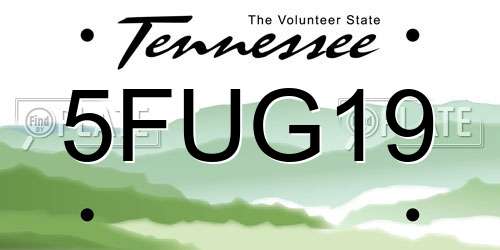 5FUG19 Tennessee License Plate