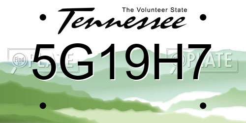 5G19H7 Tennessee License Plate