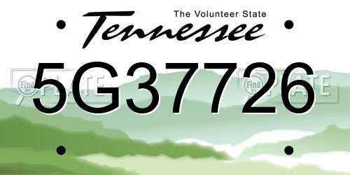 5G37726 Tennessee License Plate