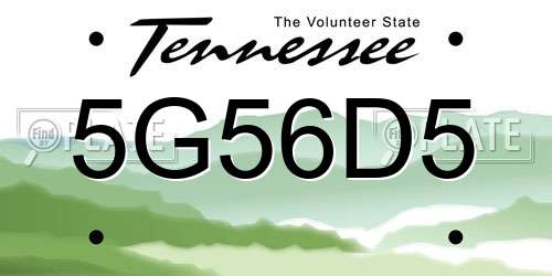 5G56D5 Tennessee License Plate
