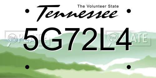 5G72L4 Tennessee License Plate