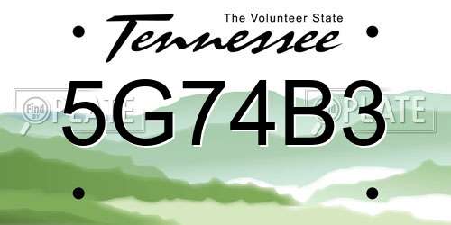 5G74B3 Tennessee License Plate